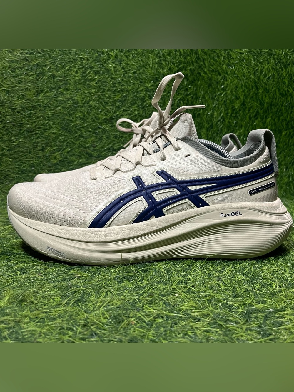 Asics Gel-Nimbus 27 Shoes Women Sz 11.5 Birch Indigo Blue ATC Track Club Running